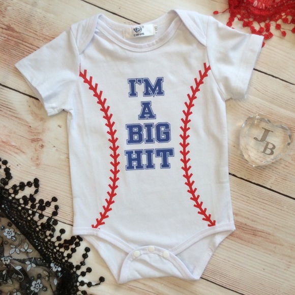 Boutique Baby IM A BIG HIT Baseball Onesie - Picture 1 of 2